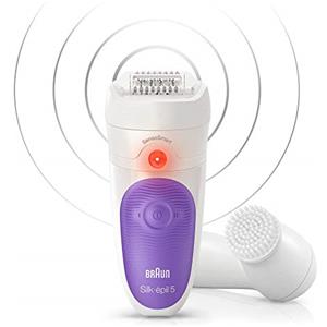 Braun BRAUN SE5870 Silk-Epil 5 5-870 Sensosmart Epilator Hair Removal Starter Set With 5 Extras Cordless Wet And Dry Epilation Purple - 100 unita