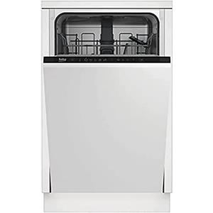Beko - DIS28023, Lavastoviglie da incasso, 10 coperti, A++, compatta (45 cm), LCD, freddo, caldo, aria calda, 10 coperti Nero/Bianco