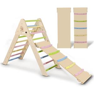 CCLIFE Triangolo di Arrampicata con scivolo per bambini Pieghevole Montessori a partire da 1 anno Palestra per interni, legno 150kg