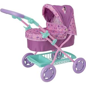 HTI Carrozzina Junior Roamer per casa delle bambole di Gabby| Passeggino per bambole con altezza del manico regolabile | Carrozzina per bambole pieghevole, vano portaoggetti sotto il sedile, grembiule