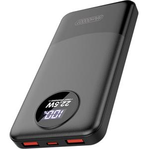 Dbasne Power Bank 10000mAh, PD 22.5W Ricarica Rapida powerbank, QC 3.0 USB C caricatore portatile Con LED Display Batteria Esterna per iPhone 16 15 14 13 12 Pro Max Mini Plus smartphone Android etc Nero