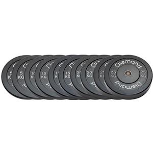 Diamond Set 150 kg - Kit dischi bumper professionali per allenamento olimpico con foro da 50 mm