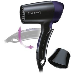 Remington Asciugacapelli 1400W - Estremamente piccolo e pieghevole - Asciugacapelli da Viaggio, Bocchetta per lo styling, 2 livelli di riscaldamento e ventola, On the Go D2400