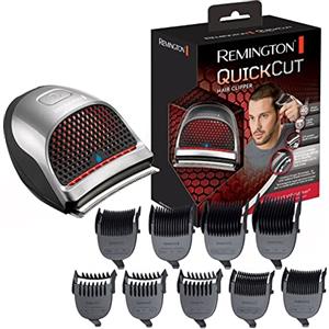 Remington Tagliacapelli - Lame in acciaio Inox con tecnologia CurveCut: segue la linea della testa - 9 pettini + custodia, funzionamento con batteria agli ioni di litio, QuickCut HC4250