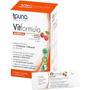 Guna Vitformula Acerola 30 Bustine Orosolubili - Integratore Alimentare con Acerola, Inositolo, 13 Vitamine e 9 Minerali