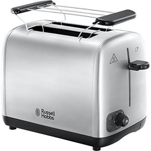 Russell Hobbs Tostapane - 2 Fette - Acciaio Inox Satinato; Scomparti per toast extra larghi, 6 livelli di doratura e funzione di scongelamento; Funzione solleva e guarda; 850W, Adventure 24080-56