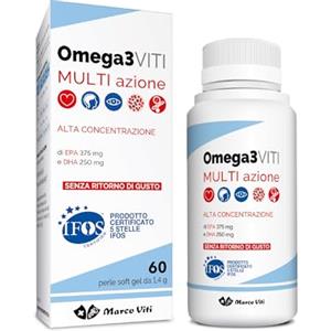 MASSIGEN Omega3 Multi Azione, Integratore di Acidi Grassi Essenziali per Salute Cardiovascolare e Benessere Cardiovascolare e Cerebrale, 60 Perle Softgel da 1.4 g.