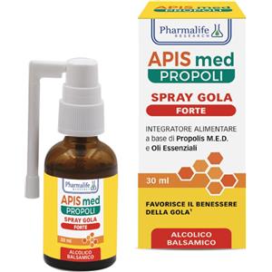 PHARMALIFE RESEARCH APIS MED PROPOLI Spray Gola Forte 30 ml con Propoli e Oli Essenziali di Menta, Timo e Salvia