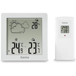 Hama Stazione meteo (con sensore esterno, termometro interno ed esterno, igrometro interno ed esterno, previsioni meteo con simboli, da appoggiare e appendere, batterie incluse