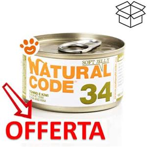 Natural Code 34 Cibo Umido per Gatti - Tonno e Kiwi in Jelly - 85g - Senza Conservanti e Glutine