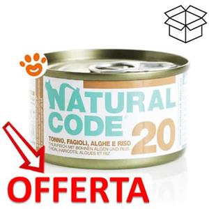 Natural Code 20 - Alimento Umido per Gatti Adulto al Tonno, Fagioli e Alghe - 85g