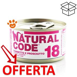 Natural Code 18 Tonnetto e Prosciutto - Alimento Umido Naturale per Gatti Adulti 85g
