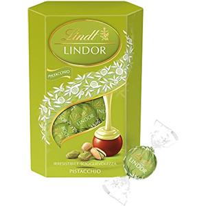 Lindt Lindor Praline di Cioccolato al Latte con Ripieno Pistacchio, 16 Cioccolatini al Pistacchio, Confezione da 200g