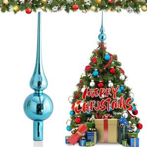 JOYUE Puntale per Albero di Natale 26 cm in Vetro Blu - Christmas Tree Topper, Decorazione Natalizia