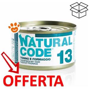 Natural Code Cibo Umido per Gatti 13 Tonno e Formaggio - 85g, Senza Conservanti e Glutine