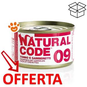 Natural Code 09 - Cibo Umido per Gatti con Tonno e Gamberetti - 85g, Senza Conservanti e Glutine