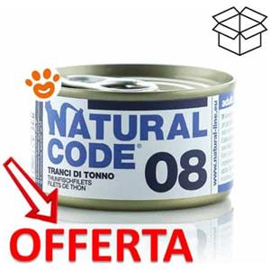 Natural Code 08 Tranci di Tonno 85g - Alimento Umido Naturale per Gatti Adulti, Senza Conservanti e Glutine