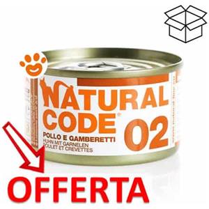 Natural Code Cibo Umido per Gatti Adulto - Pollo e Gamberetti 85g, Senza Conservanti e Glutine