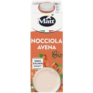 Matt, Nocciola Avena Bio, Bevanda Vegetale, Latte Avena e Nocciola Senza Lattosio, Senza Zuccheri Aggiunti, a Basso Contenuto di Sale, Ideale per Tutta la Famiglia, 1L