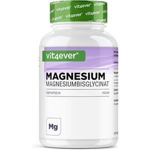 Vit4ever Bisglicinato di magnesio - 240 capsule - Premium: Magnesio chelato - 155 mg di magnesio elementare per capsula - Vegan - Formula ad alto dosaggio