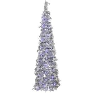 Totò Piccinni Albero di Natale POP UP slim artificiale con apertura semplice e veloce salvaspazio (Silver (Luce Fredda), 120 Cm (60 Led))