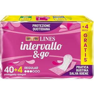 LINES INTERVALLO & GO, salvaslip, proteggislip ripiegato in bustina, protezione quotidiana, neutralizza odori, per piccole perdite