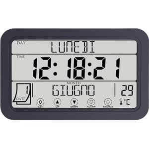 Fuloon Orologio Digitale Calendario Wireless, Grandi Cifre Orologio da Parete con Sveglia e Termometro per Anziani, Orologio Touch Screen Multilingue