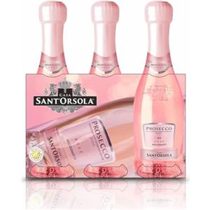 Sant'Orsola - Mini Bottiglie Prosecco D.O.C. Rosè Millesimato Extra Dry, da Uve Glera e Pinot Nero, Gusto Delicato con Note Fruttate e Floreali, 3x200 ml
