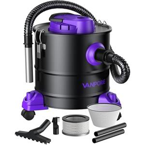 VANPORE Aspiracenere Stufa Pellet, aspiracenere 20 l, potenza di aspirazione potente 1200 W, per camino, barbecue a pellet, forno e braciere (viola)