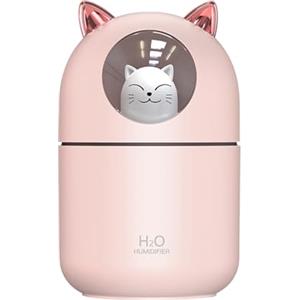 Ruiqas 300ml Carino Gatto Umidificatore per Camera Da Letto USB Mini Cool Mist Umidificatore con 2 Modalità di Spruzzo Luce Notturna