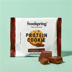 Foodspring Protein Cookie Gocce di Cioccolato 50 g - Biscotti Proteici con Ridotto Contenuto di Zuccheri