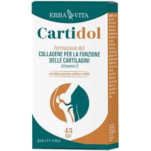Erba Vita Cartidol - Integratore per la Funzione delle Cartilagini con Glucosamina, MSM, Collagene e Vitamina C - 45 Compresse