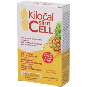 Pool Pharma Kilocal Slim Cell - Integratore Anticellulite in Stick Pack Gusto Ananas - 10 Stick