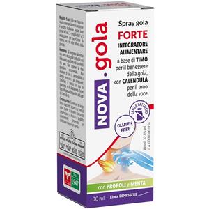 Nova Argentia Nova Gola Spray Forte 30ml - Integratore Alimentare con Timo, Miele, Calendula e Propoli per il Benessere della Gola