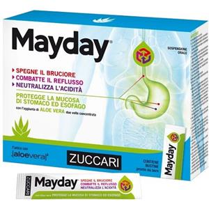 Zuccari Mayday Sospensione Orale alla Menta - 12 Bustine da 10 ml per il Trattamento del Reflusso Gastro-Esofageo