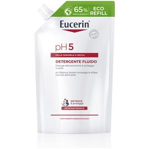 Eucerin Detergente Fluido Ricarica 400ml - Per Viso e Corpo, Pelle Secca e Sensibile, Deterge Delicatamente e Protegge il Microbioma