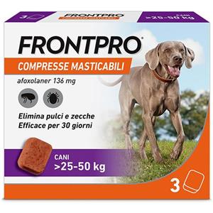 Boehringer Frontpro Compresse Masticabili Antiparassitarie per Cani da 25-50 Kg - 3 Compresse con Afoxolaner