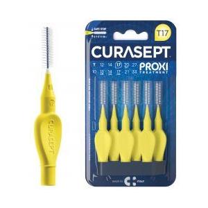 Curasept Scovolino Proxi T17 Giallo 6 Pezzi - Manico Allungato e Testina Angolata per Spazi Interdentali