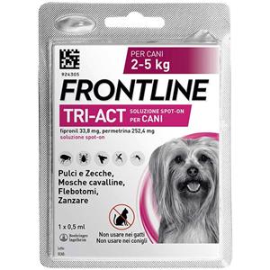 Frontline Tri-Act Soluzione Spot-On Antiparassitaria per Cani 2-5 Kg - 1 Pipetta da 0,5 ml con Fipronil e Permetrina