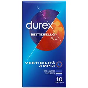Durex Settebello XL - Preservativi Extra-Large, 10 Pezzi, Larghezza 57mm, Facili da Indossare