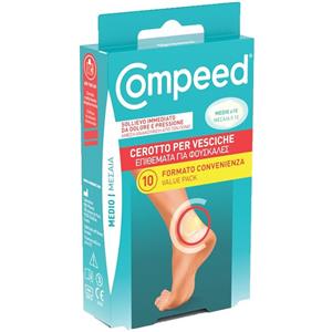 Compeed Cerotti per Vesciche Medio 10 Pezzi - Tecnologia Idrocolloidale per Sollievo Immediato e Guarigione Rapida