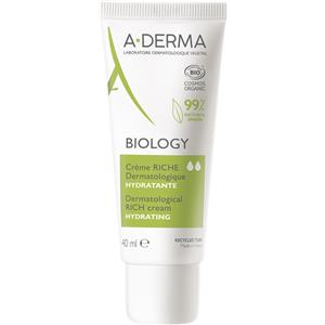 ADERMA (Pierre Fabre It.SpA) A-Derma Biology Crema ricca dermatologica idratante, Idratazione 24h, Equilibrio e protezione della barriera cutanea, Pelle secca e fragile, 40ml