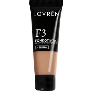 LOVREN Fondotinta Idratante F3 Medium 25 ml con Acido Ialuronico - Texture Morbida e Effetto Naturale