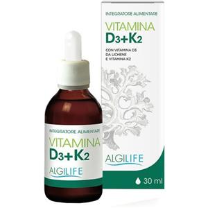 Algilife Vitamina D3 K2 Gocce 30 ml - Integratore per Ossa e Sistema Immunitario con Oli Essenziali