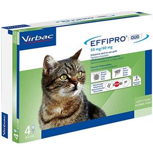 Virbac Effipro Duo Antiparassitario per Gatti - 4 Pipette da 0,5 ml per Pulci e Zecche