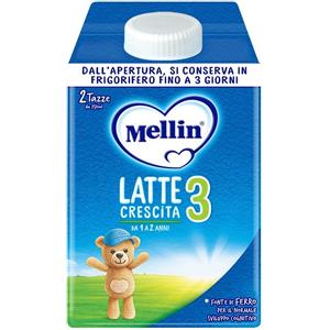 Mellin 3 Latte Crescita 500ml - Nutriente per Bambini da 1 a 2 Anni con Ferro, Calcio e Vitamina D