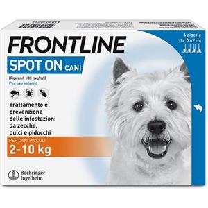 Boehringer Frontline Spot On Antiparassitario per Cani Piccoli (2-10 kg) - 4 Pipette da 0,67 ml