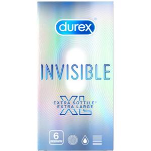 Durex Invisible XL - Profilattici Ultra Sottili Extra-Large, 6 Pezzi con Massima Sensibilità e Sicurezza