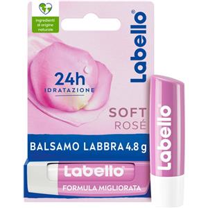 Labello Soft Rose Balsamo Labbra Idratante 5,5 ml con Estratto di Rosa e Burro di Karité