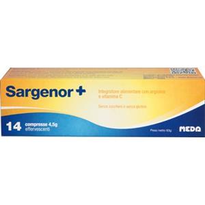 Sargenor Plus - Integratore Alimentare Effervescente con Arginina, Vitamina C e Magnesio, Gusto Limone, 14 Compresse